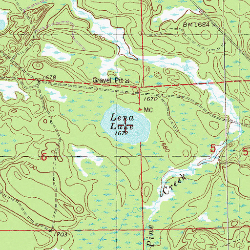 Topographic Map of Lena Lake, MN