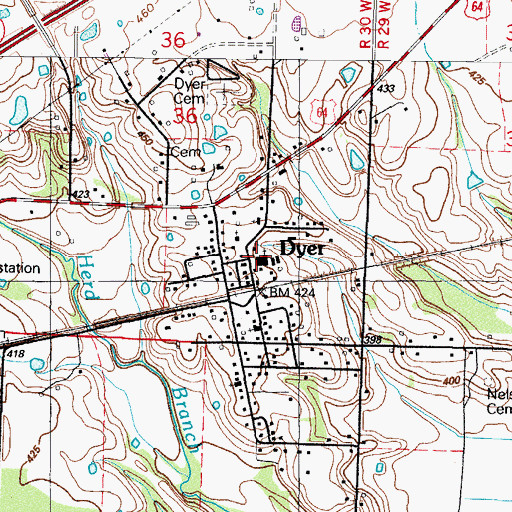 Topographic Map of First Baptist Church, AR