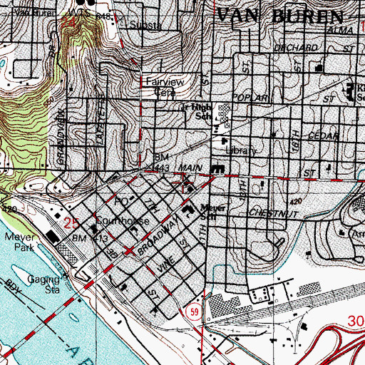 Topographic Map of First Presbyterian Church, AR