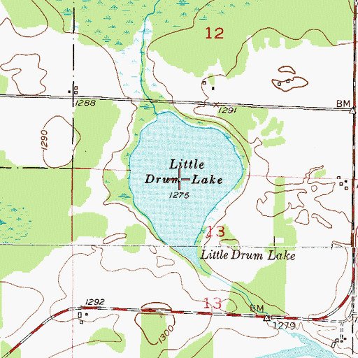 Topographic Map of Little Drum Lake, MN