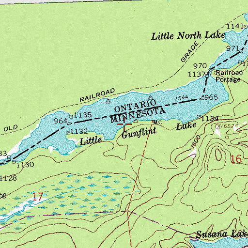 Topographic Map of Little Gunflint Lake, MN