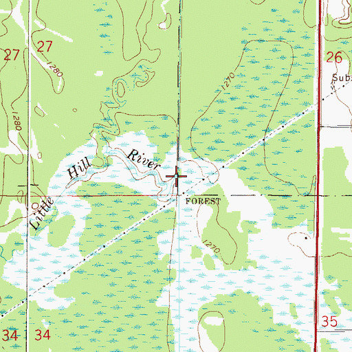 Topographic Map of Little Hill River, MN