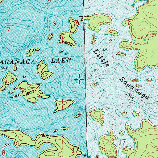 Topographic Map of Little Saganaga Lake, MN