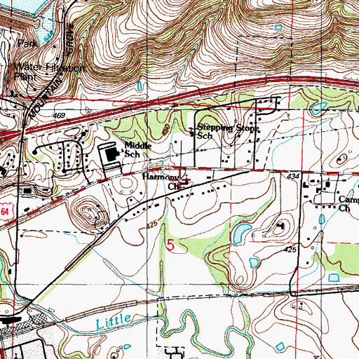 Topographic Map of Harmony Baptist Church, AR