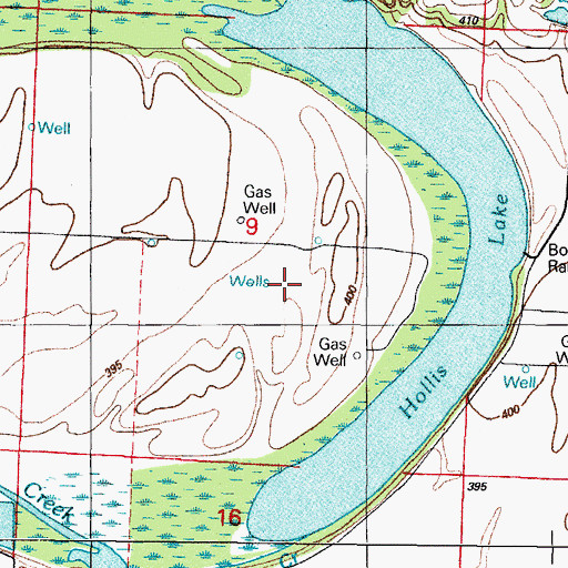 Topographic Map of Hollis Lake Gas Field, AR