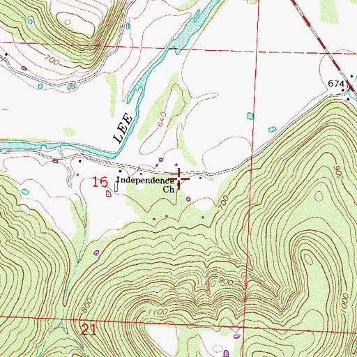 Topographic Map of Independence School (historical), AR