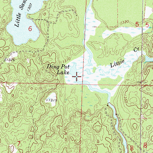 Topographic Map of Lizzie Creek, MN