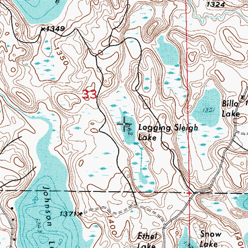 Topographic Map of Logging Sleigh Lake, MN