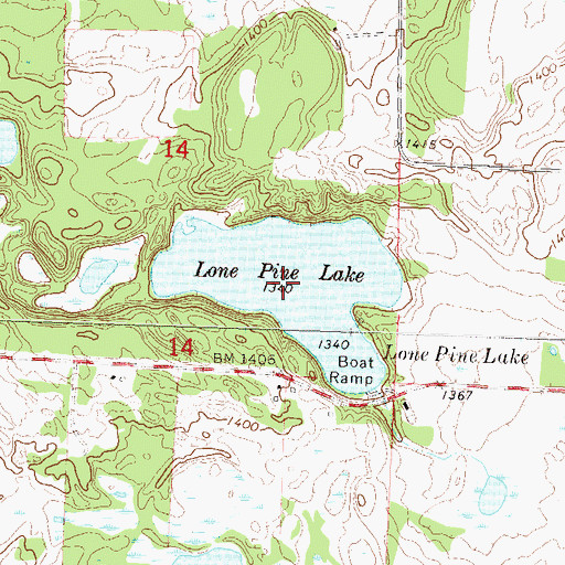 Topographic Map of Lone Pine Lake, MN