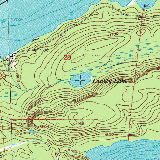 Topographic Map of Lonely Lake, MN
