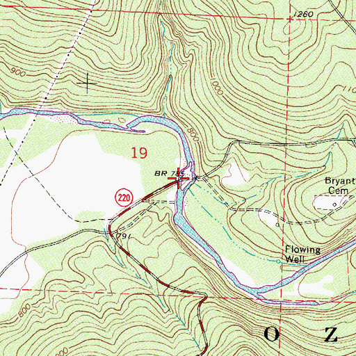 Topographic Map of Lee Creek Bridge, AR