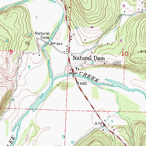 Topographic Map of Lee Creek Bridge, AR