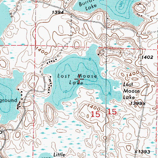 Topographic Map of Lost Moose Lake, MN