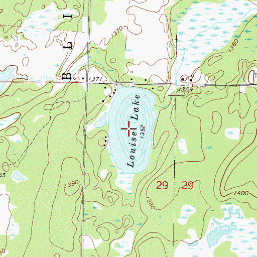 Topographic Map of Louise Lake, MN