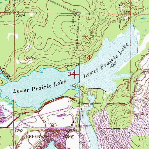Topographic Map of Lower Prairie Lake, MN