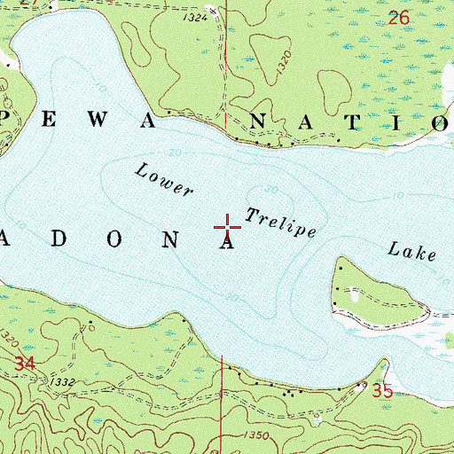 Topographic Map of Lower Trelipe Lake, MN