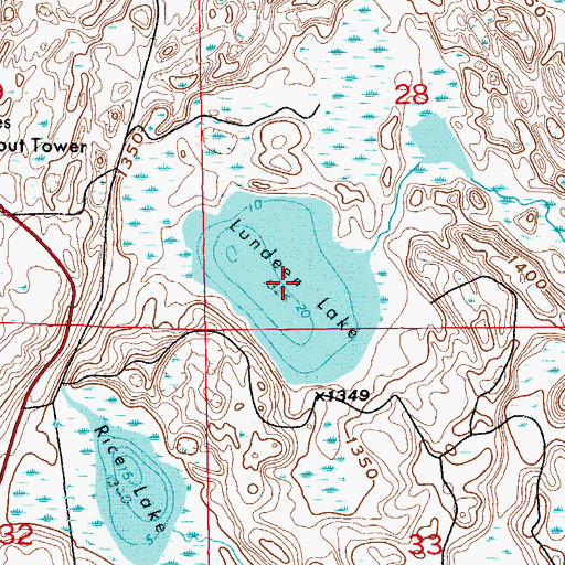 Topographic Map of Lundeen Lake, MN
