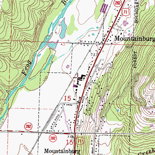 Topographic Map of Mountainburg Elementary School, AR
