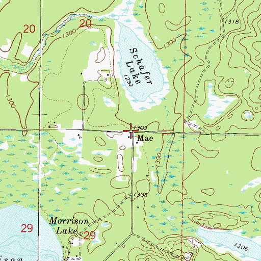 Topographic Map of Mae, MN