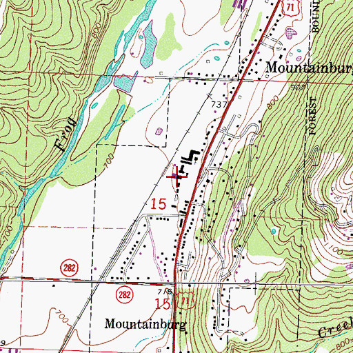 Topographic Map of Mountainburg High School, AR