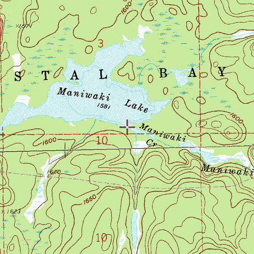 Topographic Map of Maniwaki Creek, MN