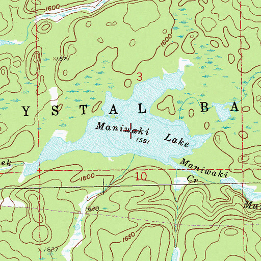 Topographic Map of Maniwaki Lake, MN