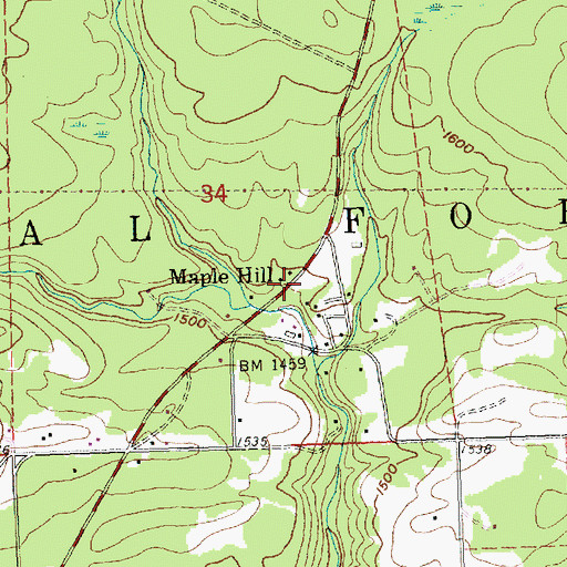 Topographic Map of Maple Hill, MN