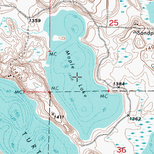 Topographic Map of Maple Lake, MN