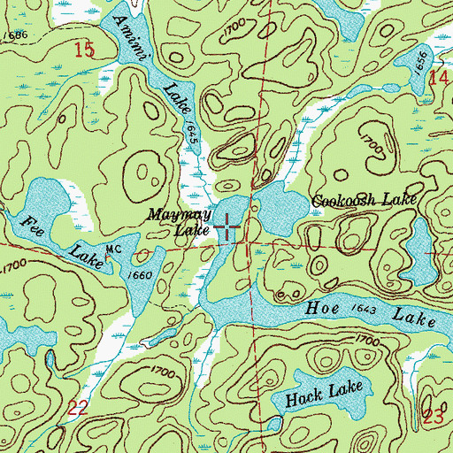 Topographic Map of Maymay Lake, MN
