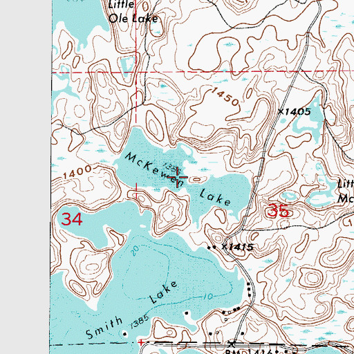 Topographic Map of McKewen Lake, MN