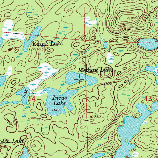 Topographic Map of Median Lake, MN