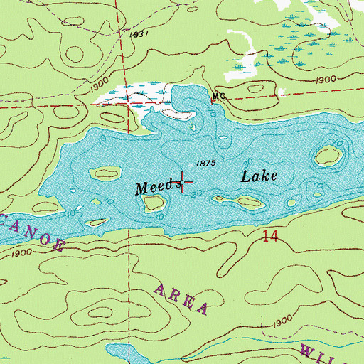 Topographic Map of Meeds Lake, MN