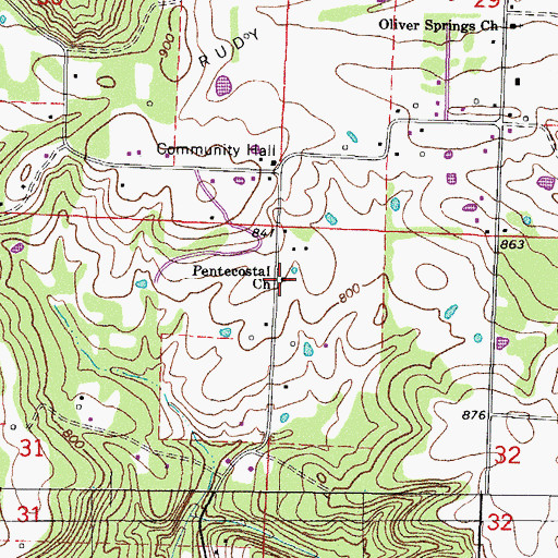 Topographic Map of Pentecostal Church, AR