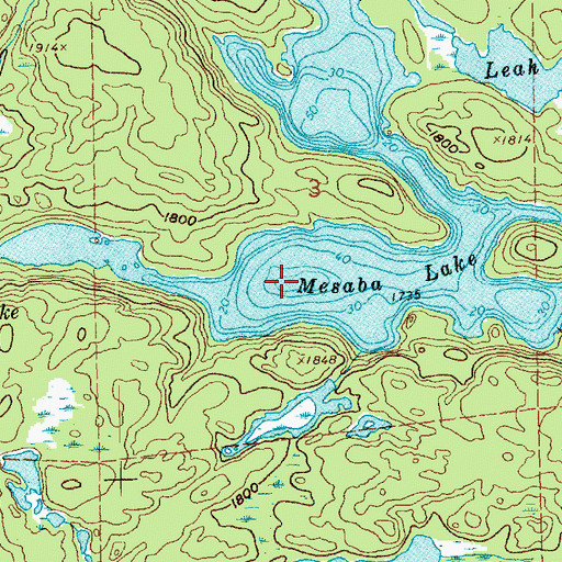 Topographic Map of Mesaba Lake, MN