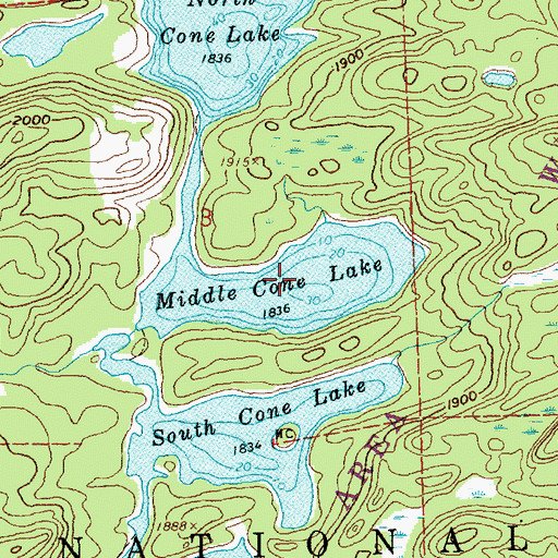 Topographic Map of Middle Cone Lake, MN
