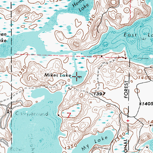 Topographic Map of Mikes Lake, MN