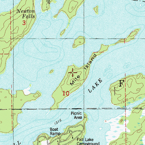 Topographic Map of Mile Island, MN