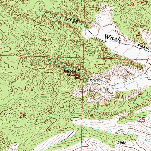 Topographic Map of Kabba Mine, AZ