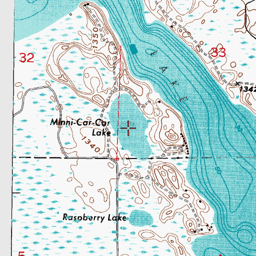 Topographic Map of Minni-Car-Car Lake, MN