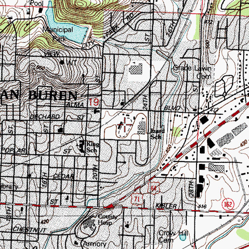 Topographic Map of Pointers Athletic Field, AR
