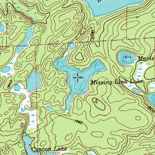 Topographic Map of Missing Link Lake, MN