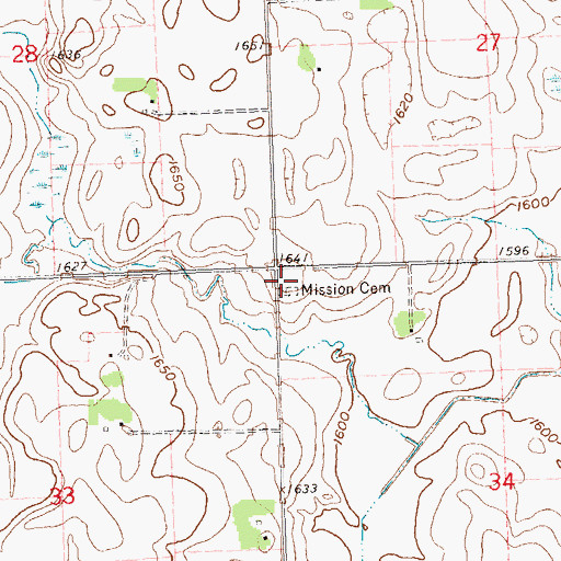 Topographic Map of Mission Cemetery, MN