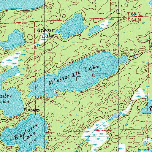 Topographic Map of Missionary Lake, MN