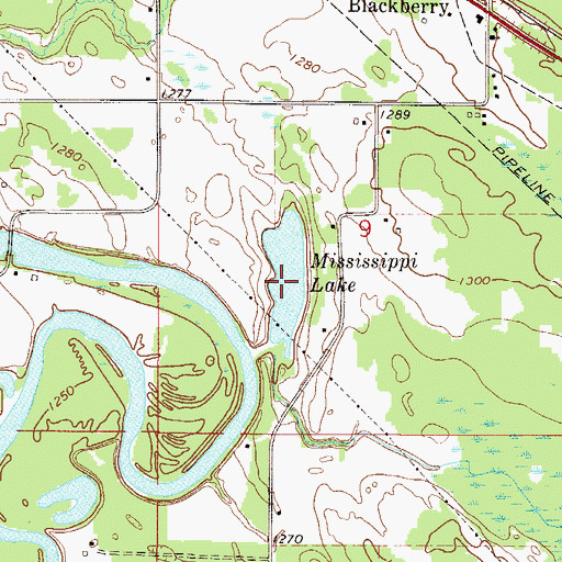 Topographic Map of Mississippi Lake, MN