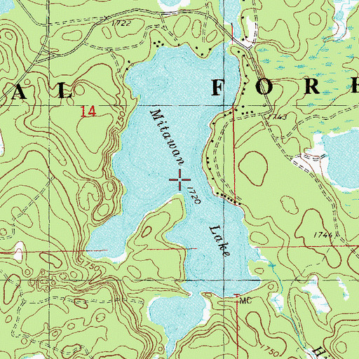Topographic Map of Mitawan Lake, MN