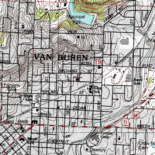 Topographic Map of Revival Temple, AR