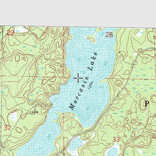 Topographic Map of Moccasin Lake, MN