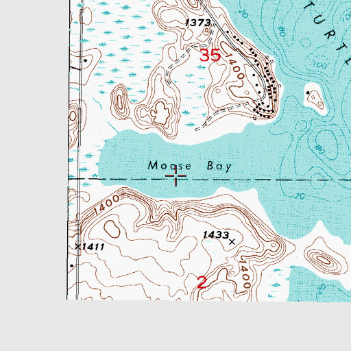 Topographic Map of Moose Bay, MN