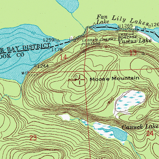 Topographic Map of Moose Mountain, MN