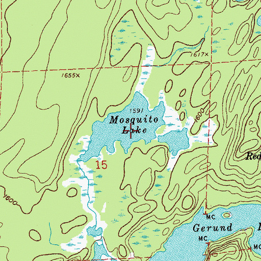 Topographic Map of Mosquito Lake, MN